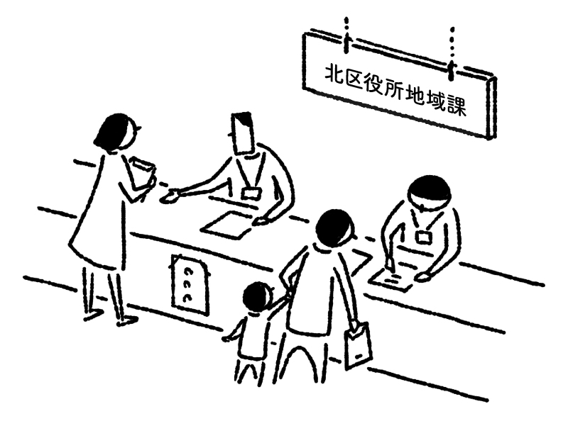 北区役所で受け取る